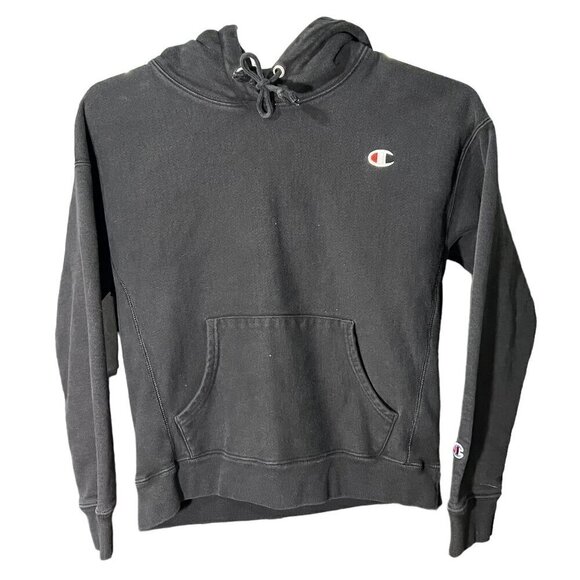 Champion Other - Vtg Champion Reverse Weave Stitched Logo Pullover Hoodie Black Size Kid's Large